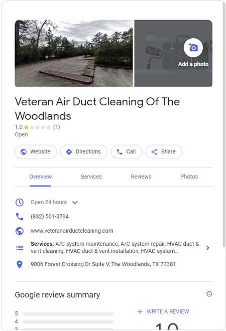 Veteran Air Duct Cleaning Of The Woodlands