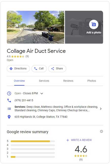 Collage Air Duct Service